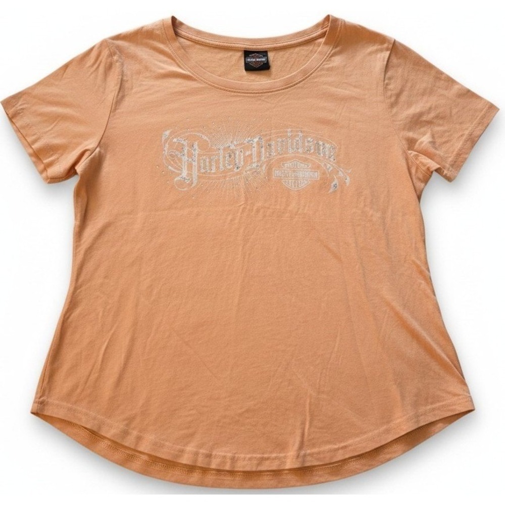 Harley-Davidson Women's 2XL Orange Bling Logo T-Shirt Indianapolis Southside